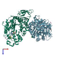 PDB entry 6yqa coloured by chain, top view.