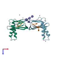 PDB entry 6yrb coloured by chain, top view.