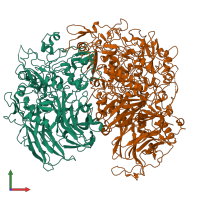 PDB entry 6yrk coloured by chain, front view.