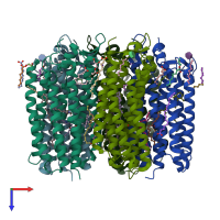 PDB entry 6yt4 coloured by chain, top view.