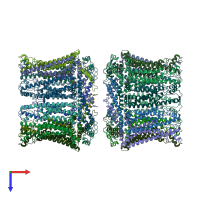 PDB entry 6ytk coloured by chain, top view.