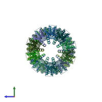PDB entry 6yto coloured by chain, side view.