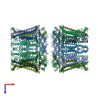 PDB entry 6yto coloured by chain, top view.