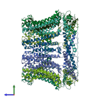 PDB entry 6ytv coloured by chain, side view.