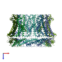 PDB entry 6ytx coloured by chain, top view.