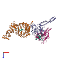PDB entry 6yvd coloured by chain, top view.
