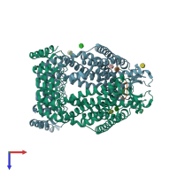 PDB entry 6yvr coloured by chain, top view.