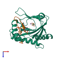 PDB entry 6yw4 coloured by chain, top view.