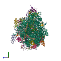 PDB entry 6yws coloured by chain, side view.