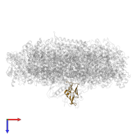 Photosystem I iron-sulfur center in PDB entry 6yxr, assembly 1, top view.