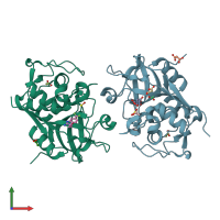 PDB entry 6yyp coloured by chain, front view.