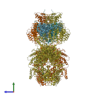 PDB entry 6z2w coloured by chain, side view.