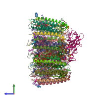PDB entry 6z5s coloured by chain, side view.