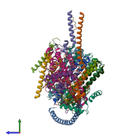PDB entry 6za9 coloured by chain, side view.