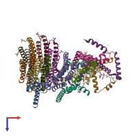 PDB entry 6zbb coloured by chain, top view.