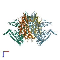 PDB entry 6zbl coloured by chain, top view.