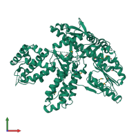 Monomeric assembly 1 of PDB entry 6zd1 coloured by chemically distinct molecules, front view.