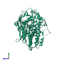 PDB entry 6zd1 coloured by chain, side view.