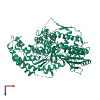 PDB entry 6zd1 coloured by chain, top view.