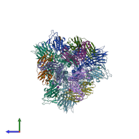 PDB entry 6zdh coloured by chain, side view.