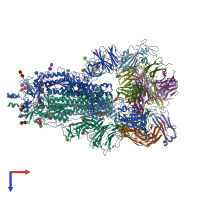 PDB entry 6zdh coloured by chain, top view.