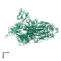 Spike glycoprotein in PDB entry 6zgg, assembly 1, top view.