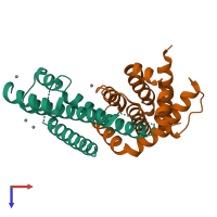 PDB entry 6zie coloured by chain, top view.