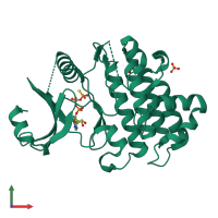 PDB entry 6ziw coloured by chain, front view.