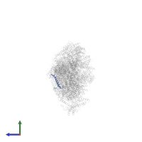 Mitochondrial complex I, MNLL subunit in PDB entry 6zke, assembly 1, side view.