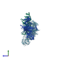 PDB entry 6znj coloured by chain, side view.