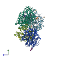 PDB entry 6zpq coloured by chain, side view.