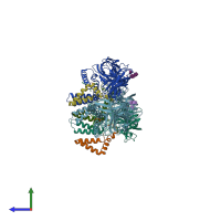 PDB entry 6zqv coloured by chain, side view.