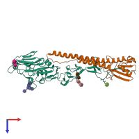 PDB entry 6zrk coloured by chain, top view.