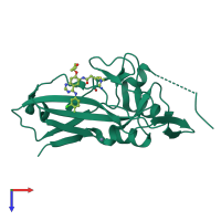 PDB entry 6zu8 coloured by chain, top view.