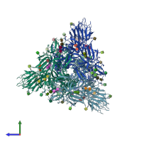 PDB entry 6zwv coloured by chain, side view.