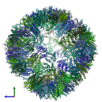 PDB entry 7a4f coloured by chain, side view.