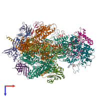 PDB entry 7a6h coloured by chain, top view.