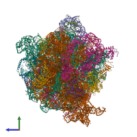 PDB entry 7abz coloured by chain, side view.