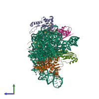 PDB entry 7af3 coloured by chain, side view.