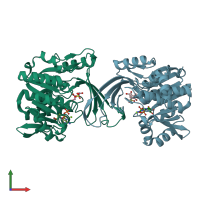 PDB entry 7ag6 coloured by chain, front view.