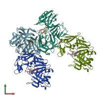 PDB entry 7agc coloured by chain, front view.