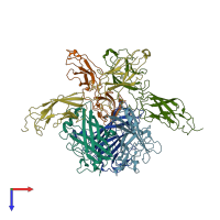 PDB entry 7agf coloured by chain, top view.