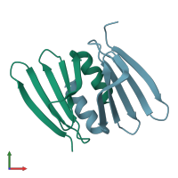 PDB entry 7agw coloured by chain, front view.