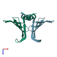 PDB entry 7agw coloured by chain, top view.