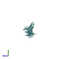 PDB entry 7akz coloured by chain, side view.