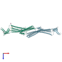 PDB entry 7akz coloured by chain, top view.