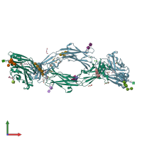 PDB entry 7amk coloured by chain, front view.