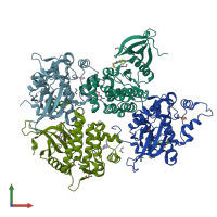 PDB entry 7apg coloured by chain, front view.