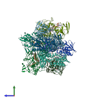 PDB entry 7apr coloured by chain, side view.