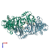 PDB entry 7aq0 coloured by chain, top view.